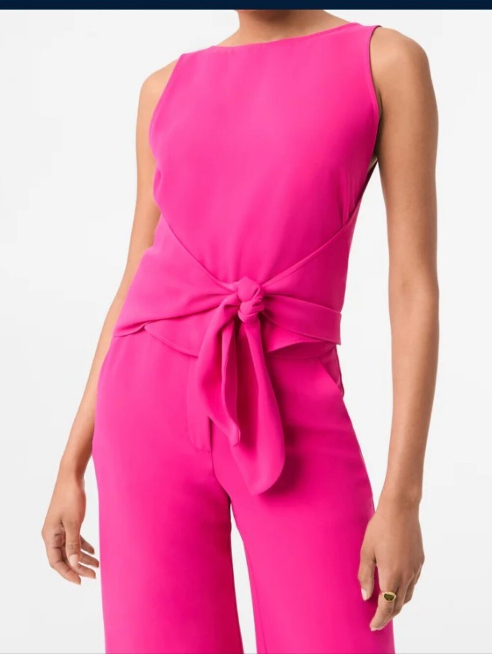 Trina Turk Kuri Top XXL Fuchsia Pink Sleeveless Tie Detail Blouse NWT